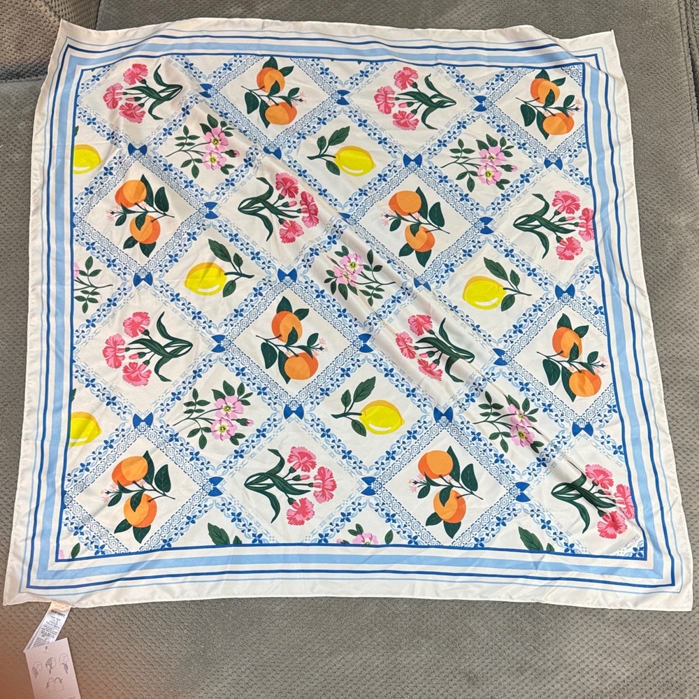 Old Navy Multicolor Floral and Fruit Scarf
